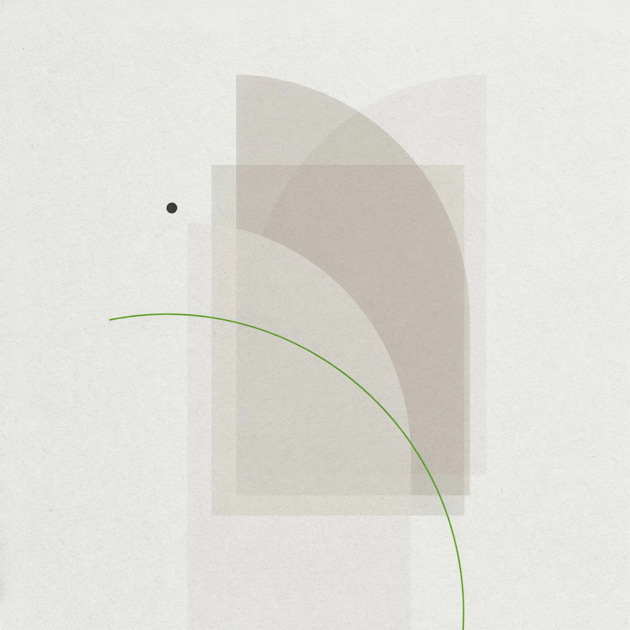 Abstraktes Markenbild in Grau-Grün, quadratisch